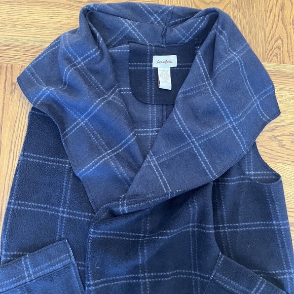 Le Moda Blue Plaid Woman's Size S-L Cape Vest Pockets - Picture 5 of 8